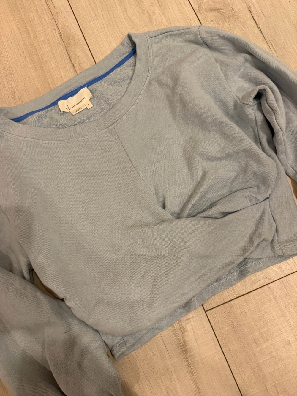 Anthropologie Pale Blue Long Sleeve Crop Sweatshirt